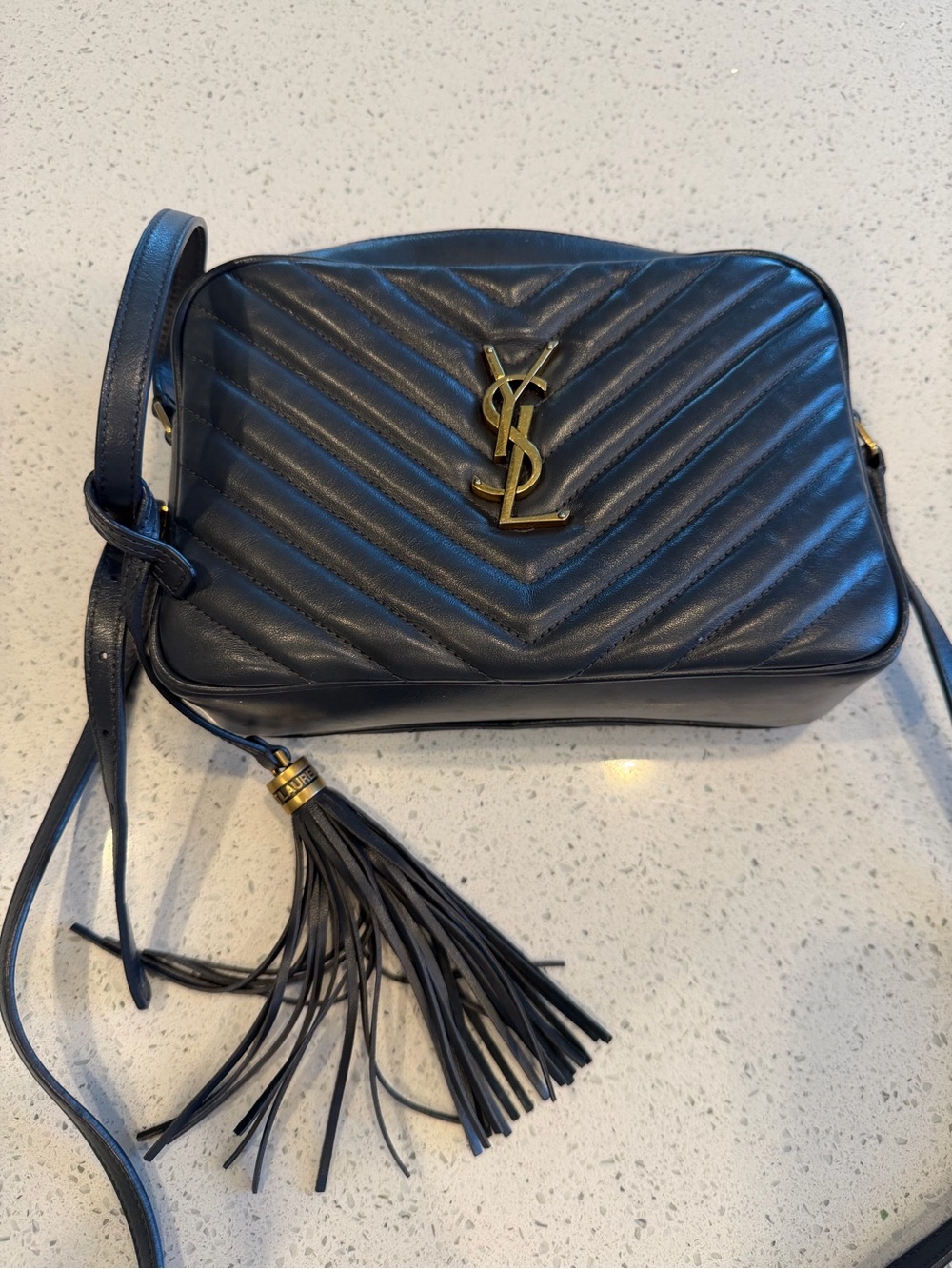 Saint Laurent charcoal Gray Quilted Leather Camera Crossbody with Tassel - Picture 2 of 14